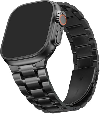 HITZEE Metall Armbänder Kompatibel with Apple Watch Armband 49mm 46mm 45mm 44mm 42mm, Edelstahl Ersatzband Damen Herren Band Kompatibel für iWatch Ultra 2 Serie 10 9 8 7 SE 6 5 4 3 2 1, Schwarz