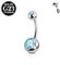 FunZing Titan Bauchnabelpiercing Silber,10mm Stablänge Bauchnabelpiercing Titan für Frauen 1 Stück 14G Solid Titan Bauchnabel piercing Barbell Runde Blau CZ Nabel Ringe für Body Piercing
