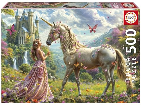 Educa - Puzzle 500 Teile für Erwachsene | Feen Einhorn Schmetterlinge | Größe 48 x 34 cm | ab 11 Jahren (20243)