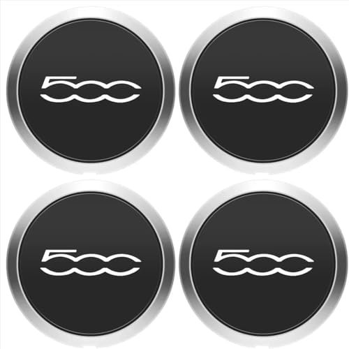 Générique 4 PièCes Cache-Moyeux Compatible avec Fiat 500 133mm, Roue Jante DéCoration Accessoires Centre De Jante Capuchons De Voiture Moyeu