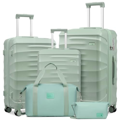 Sea choice Set di valigie 5 pezzi Bagaglio a Mano Ultra Leggero ABS Set Valige Trolley contiene 1 astuccio per cosmetici e 1 borsa portatile con 4 ruote e serratura TSA