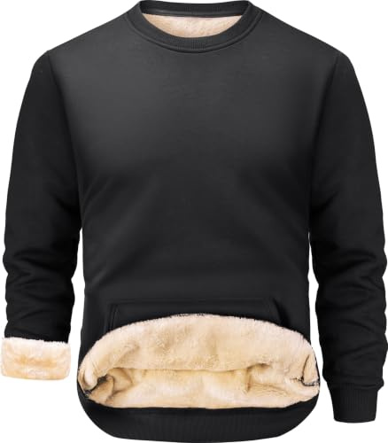 Peakwell Herren Gefütterte Sweatshirts Winter Warm Fleece Pullover | Hochwertiger Schwerer Stoff, Fleece-Futter, Kängurutasche, Verstärkte Doppelnaht, Geeignet für Alltag, Freizeit & Sport
