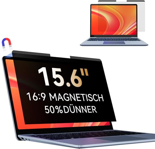 Magnetischer Laptop Sichtschutz für 15.6 Zoll Laptop 16:9, Sichtschutzfilte Abnehmbar Anti Blaulicht Blendschutz Blickschutzfolie Laptop Privacy Schutz Sichtschutz Displayschutz