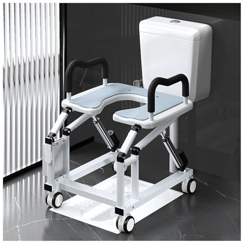 Electric Toilet Seat Raiser with Armrests, 360° Universal Wheels, Toilet Standing Aid Adult Toilet Lift, Toilet Support Frame,Support to 220LBS