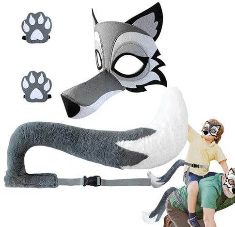 Ensemble de costumes de loup gris, ensemble de robe de loup - Tenues de cosplay drôles | Accessoires de cosplay respirante, accessoire de séance photo sans glissement pour événement de vacances, jeu s