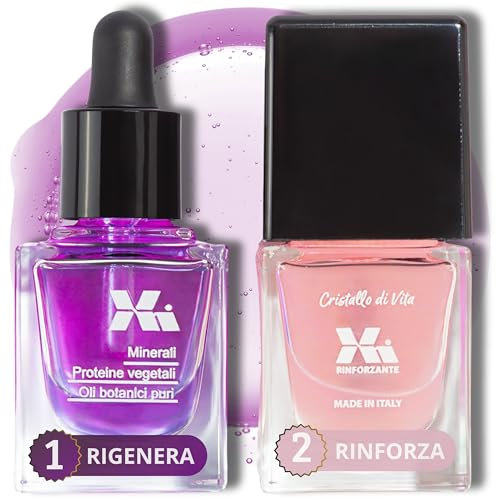 X Midials Smalto rinforzante per unghie deboli e danneggiate – Trasparente con siero nutriente, indurente extra forte con vitamina E, estratti vegetali e minerali fermentati – Cura post gel 12.5ml