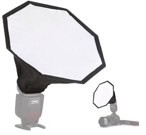 REFLEX CAMERA Octagonal Speedlight Softbox Diffuser | Foldable Portable Flash Light Modifier for DSLR | Soft Lighting for Portrait Product Photo Video with Storage Box (20cm (7.9in))