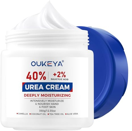 OUKEYA 350g Neue Formel Urea Creme 40% plus Salicylsäure 2%, Fusscreme Feuchtigkeit & Reparatur für Trockene, Füße, Fersen, Knie, Urea Handcreme für Hände, Fuß