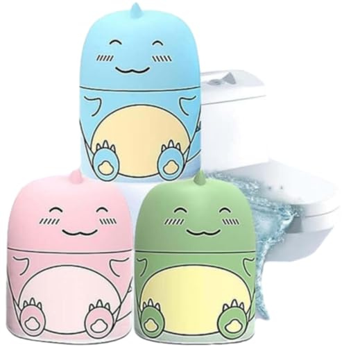 3 Piece Set Wonderful Toilet Cleaner and Odour Neutraliser, Long Lasting Deep Cleaning with Fresh Fragrance, Cute Dinosaur Tank Built-In Device for Private and Public Bathrooms
