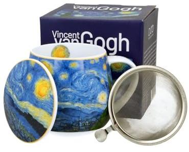 V. van Gogh Starry Night Inspired Tea Mug with Strainer & Lid - 0.43L