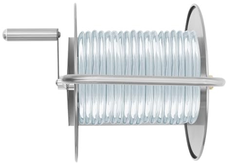 Hose Reel, Garden Hose Reel Stand, 50 m Storage Capacity, Pipe Storage with Hand Crank, Wall Mounted or Freestanding, Without Hose
