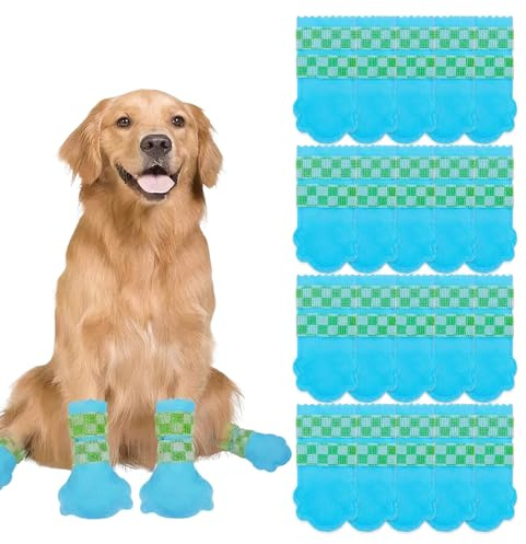 Aezzybe Aufrüst-Haustierstiefel 20 Stück, wasserdichte Wiederverwendbare Hundeschuhe mit doppelt verstellbaren Riemen, langlebiger Sohle & doppel Lagen Design, geeignet für Haustiere 38-55 lbs