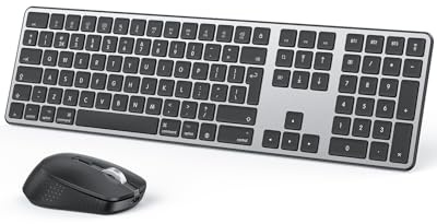 OMOTON Wireless Bluetooth Keyboard Mouse Rechargeable for Mac OS, Wireless Keyboard and mouse Set for MacBook Air/MacBook Pro/iMac, Multi-Device Ultra Slim, Quiet Typing, QWERTY UK Layout, Black