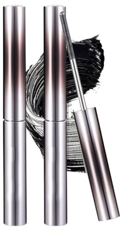 2PC 3D Metal Mascara,Wimperntusche Wasserfest,Wimperntusche Volumen mit Metallbürste Langanhaltend Verlängern,Smudge Proof Metal Wand Metallbürst für Länge und Volumen Eyelash Faser Hinzufügen-Schwarz