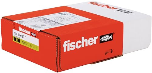 Fischer SXR 10 x 120 T – Tasselli Lunghi per Il Fissaggio soffitti, finestre, Porte antincendio in calcestruzzo poroso, 50 Pezzi – Art. n. 46265, Grigio, 10x120 mm