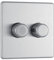 BG Electrical Intelligent Double Wall Dimmer Switch, 2 Way, Screwless Front Plate, Premium Flatplate, Brushed Steel, 200W, FBS82