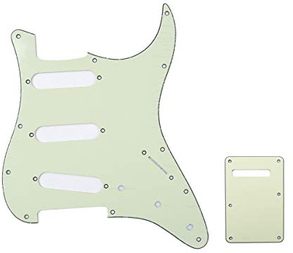 Musiclily SSS Strat Schlagbrett Pickguard und Tremoloabdeckung Back Plate Set für Fender American/Mexican Standard Stratocaster Modern Style E-Gitarre,3 lagig Mint Green