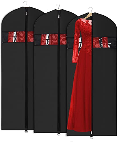 Univivi Garment Bags for Dresses, Clothes Covers Protector Bags 60, Waterproof Dust Proof Garment Covers Moth Proof Dress Cover Bag, Wedding Dress Bag, Suit Bags for Travel and Storage - 3 Pack