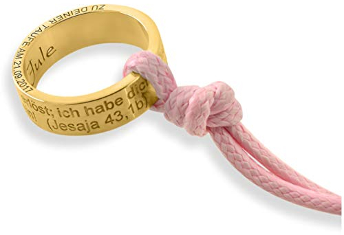 Besondere Taufkette Taufring mit Gravur in Gold Taufschmuck Mädchen Wunschgravur Spruch Ring zur Taufe Psalm Kette mit Namen Taufring Gravur | HANDMADE IN GERMANY