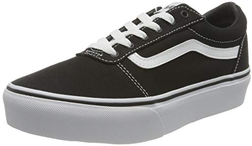 Vans Ward Platform, Scarpe da ginnastica, Bambine e ragazze, (Canvas) Black/White, 35 EU