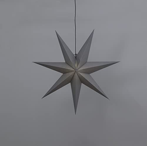 Weihnachtsstern Ozen von Star Trading, 3D Papierstern Weihnachten in Grau, Dekostern zum Aufhängen mit Kabel, E14 Fassung, Ø: 100 cm