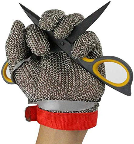 WXYZ Gant Anti Coupure Gants Résistants Aux Coupures en Fil d'acier pour Les Mains Gauche Et Droite, Gants De Travail De Sécurité Confortables Et Respirants (Size : Large)