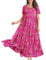 YESNO Women Dresses Casual Plus Size Bohemian Short Sleeve Floral Long Maxi Summer Beach Swing Dress/Pockets 3XL EJFUK CR.26