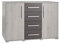 Furniture24 Kommode Sideboard Dione DO3 mit 4 Schubkästen und 2 Türen Nordische Kiefer/Aschgrau