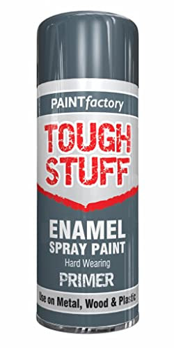 KINZA COLLECTION 400ml Tough Stuff Enamel MATT GLOSS SPRAY Paint FOR Wood, Metal, Plastic, Art & Crafts Hard Wearing Smooth Finish Paints (GREY PRIMER)