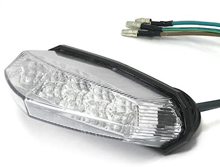 Streetparts24 Universal LED Rücklicht Klar – E-Geprüft, 10 LEDs | passend für Roller, Motorrad, Enduro, Supermoto, Motocross, Quad