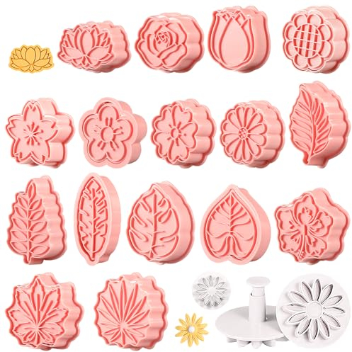 19 Piezas Moldes Galletas de Flores, 3D Cortadores de Galletas, para Hornear Decoración de Pastel de Chocolate Fondant DIY, para Fiesta Decoración de Cumpleaños Infantil Navidad