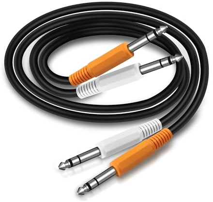 MEIRIYFA 1/4 Inch TRS Instrument Cable, Dual 6.35mm 1/4 inch TRS Male to Dual 6.35mm 1/4 inch TRS Male Stereo Balanced Audio Cable for Electric Guitar, Bass, Keyboard, Speaker - 0.5M