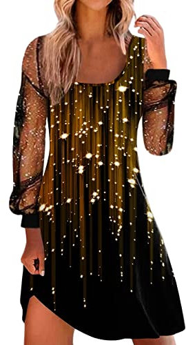 MBBYLIVES Robe Pull Femme Robe Qui Cache Le Ventre Tenue Fete Femme Robe Dentelle Noire Robe de cérémonie pour Femme Ronde Robe Femme Manches Longues Robe Chemise Robe Cache Coeur Femme Robe Bustier