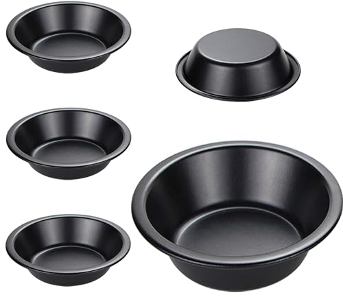 Gurlideo 5Pack Mini Pie Dishes Quiche Pie Individual Tart Tins Round Pie Tins Non-Stick Coating Quiche Baking Moulds for Baking Bread Cake Tart Desserts Meat