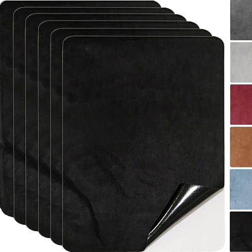 Mikrofaserstoff Selbstklebend,6 stuck 20 * 30cm Flicken Selbstklebend Stoff,Stoff Reparatur Patches Selbstklebend,Wildleder Optik Kunstleder (Schwarz)