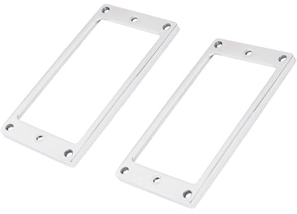 Banworks Metall-Humbucker-Tonabnehmerringe, Tonabnehmerrahmen, flache Unterseite, schräger Hals und Steg, Tonabnehmer-Montageringabdeckung für LP-E-Gitarren, 2 Stück, JT/SYQG-02, Chrom