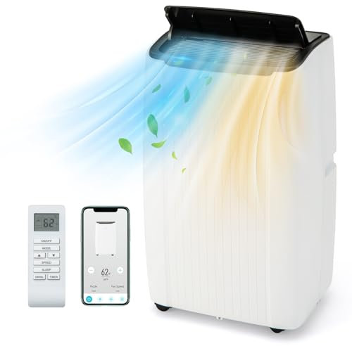 RELAX4LIFE 12000 BTU Climatizzatore Portatile 8 in 1, Riscaldare/Raffreddare/Deumidificare/Ventilare/Modalità Notturna/Auto/Oscillazione Alette, Timer 24H, R290, WIFI APP&Telecomando&pannello LED