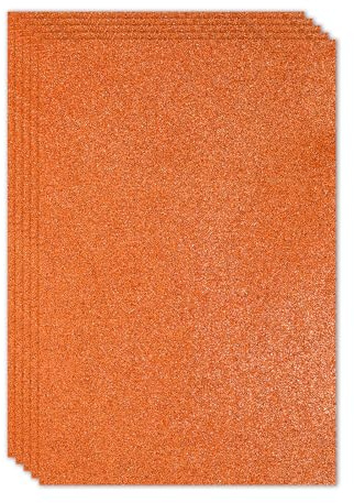 PATIKIL Orange Shiny EVA Glitter Foam Sheet 11.8 x 7.9 Inch 2mm Thick Sparkle EVA Glitter Felt for Crafts DIY Project, 5 Pcs