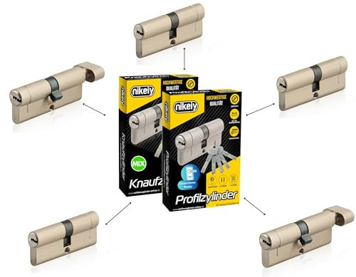GERCAR Pro+ Schließzylinder 5er Set gleichschließend und frei kombinierbar 5 Profilzylinder mit N+G oder Knaufzylinder inkl. 25 Schlüssel - Schließanlage zusammenstellen frei konfigurieren