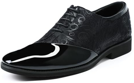 YFFUSHI Herren Jacquard Lederschuhe Elegant Anzugschuhe Businesss Hochzeit | Paisley, Bestickt, Glänzend, PU, Schnürung, Leicht, Oxford, Formell, Freizeit