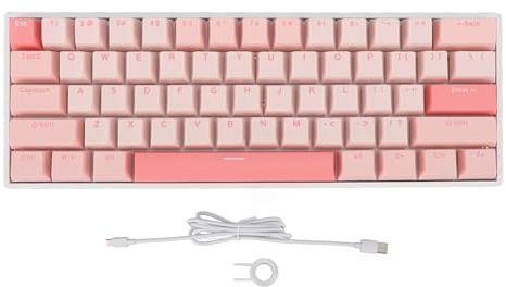 NBVGHPSRW 61-Tasten-Mechanik-Tastatur mit blauen Switches, RGB-beleuchtete kabelgebundene Gaming-Tastatur, USB‑C‑Anschluss, kompaktes Layout für HarmonyOS, und Mac, hot-swappable