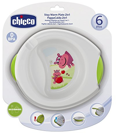 Chicco - Plato de papilla caliente 2 en 1 que mantiene temperatura, 6m+
