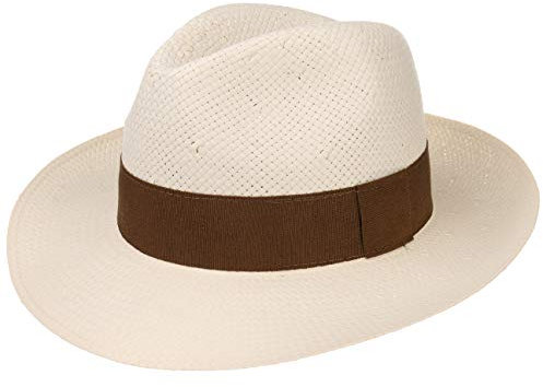 White Mountain, Cappello di paglia, da donna e uomo | con nastro | Cappello primaverile/estivo colore Bianco, naturale o nero | Taglie S – XL naturale L/58-59