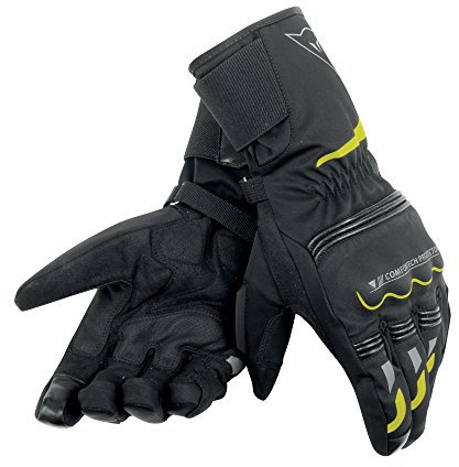 Dainese Tempest Unisex D-Dry Long Handschuhe, schwarz/gelb-fluo, Größe XXS