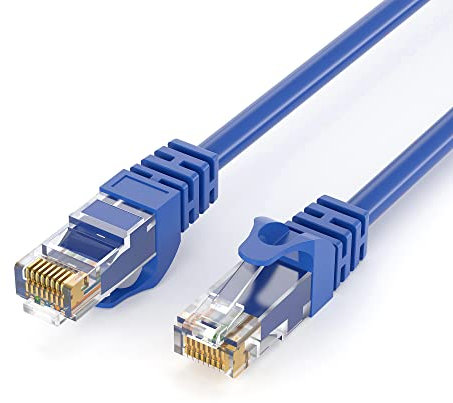 JAMEGA 2m CAT.6 Netzwerkkabel (RJ45) Patchkabel Ethernet Lan in blau| 1Gbit/s | 250MHz | kompatibel zu CAT.5 / CAT.5e / CAT.6