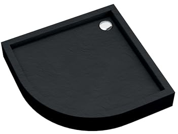 AQUABAD Duschwanne/Duschtasse Elegana mit LeakProtect Technologie Black Stone 90x90cm Viertelkreis