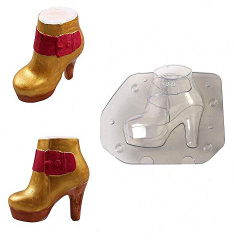 MoldFun 3D High Heel Damenstiefel Schokoladenform – Lady Leder Stiletto Schuhe Kunststoff Polycarbonat Form für Fondant, Süßigkeiten, Kuchendekoration