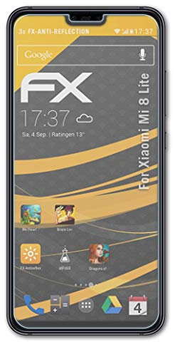 atFoliX Película Protectora compatible con Xiaomi Mi 8 Lite Lámina Protectora de Pantalla, antirreflejos y amortiguadores FX Protector Película (3X)