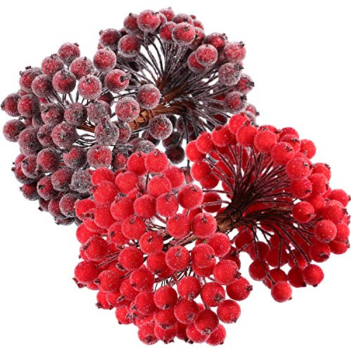 BBTO SQUAREDO Künstliche Stechpalmenbeeren, 12 mm, 100 Stiele