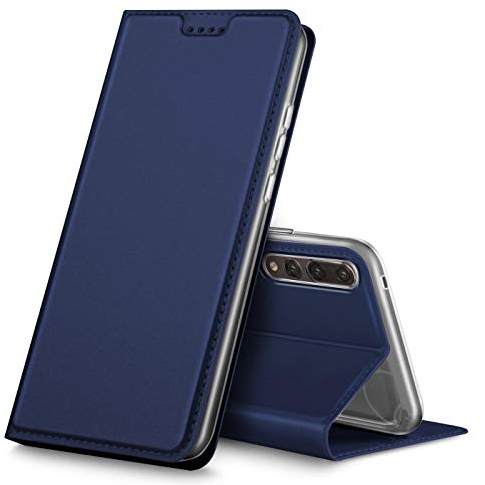 Verco Funda para Huawei P20 Pro PU Cuero Flip Folio Carcasa Soporte Plegable Ranuras para Tarjetas para teléfono móvil Huawei P20 Pro Cubierta, Azul Marino